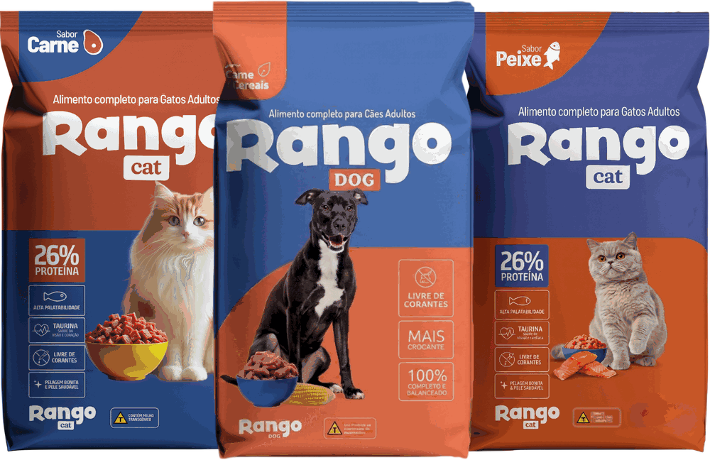 Embalagens Rango Dog e Rango Cat